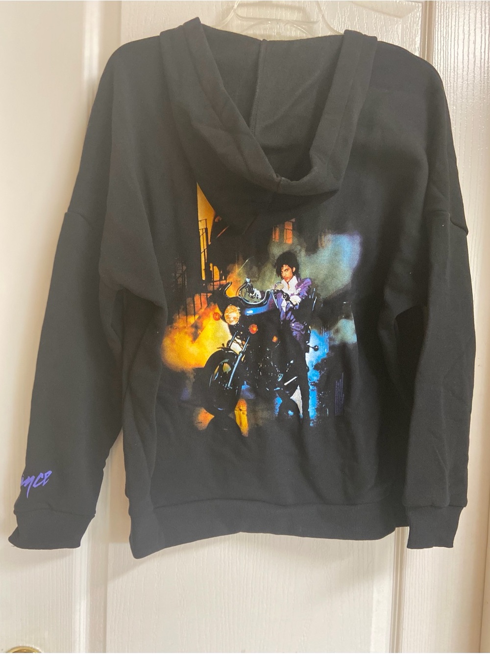 Prince Purple Rain Graphic Hooded Sweatshirt in Black